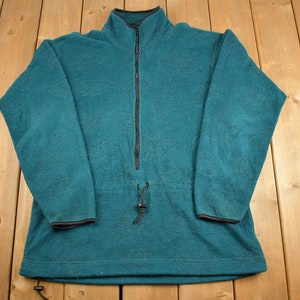 Vintage 1990s Blue REI Fleece Sweater / Outdoorsman / 90s Sweater / Streetwear / Hiking  / Half Zip Up Fleece / Embossed