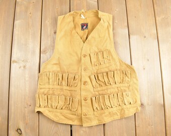 Medium Vintage 40s Blue Bill Red Head Canvas Hunting Vest Shotgun