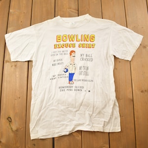 Vintage 1980s Bowling Excuses Graphic T Shirt / Sportswear / Cartoon / 80s / 90s / Streetwear Fashion