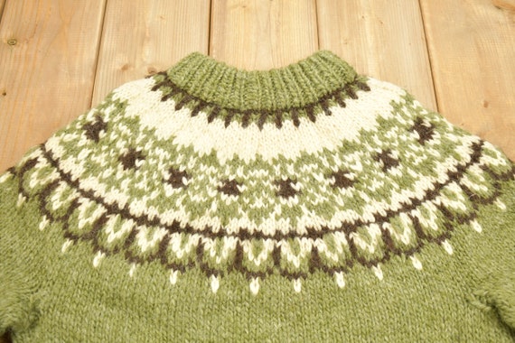 Vintage 1970s Green Nordic Knit Sweater Apres Ski… - image 3