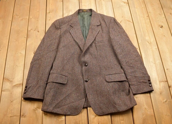 Vintage 1980s Di Benedetto Harris Tweed Houndstooth Wool Two 