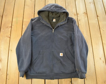 Vintage Y2K Carhartt Full Zip Fleece Lined Hoodie Sweatshirt Men's XL Tall / Workwear / Streetwear / 2000s Sweater