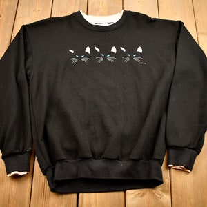 Vintage 1986 Cats Graphic Crewneck / Vintage Cartoon Cat Sweatshirt / Made In USA / Pullover Sweatshirt / Grandma Sweater / Streetwear