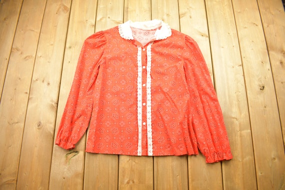 Vintage 1980s Women's Button Up Shirt / Vintage P… - image 1
