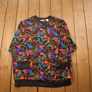 Vintage 1990s La Chine Plus Abstract Crewneck Sweatshirt / 90s Crewneck / All Over Print / Streetwear / Abstract Pattern