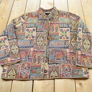 Chaqueta vintage de los años 90 de Blair Two Twenty con botones y estampado paisley para mujer, talla L / Chaqueta estilo años 90 / Moda urbana