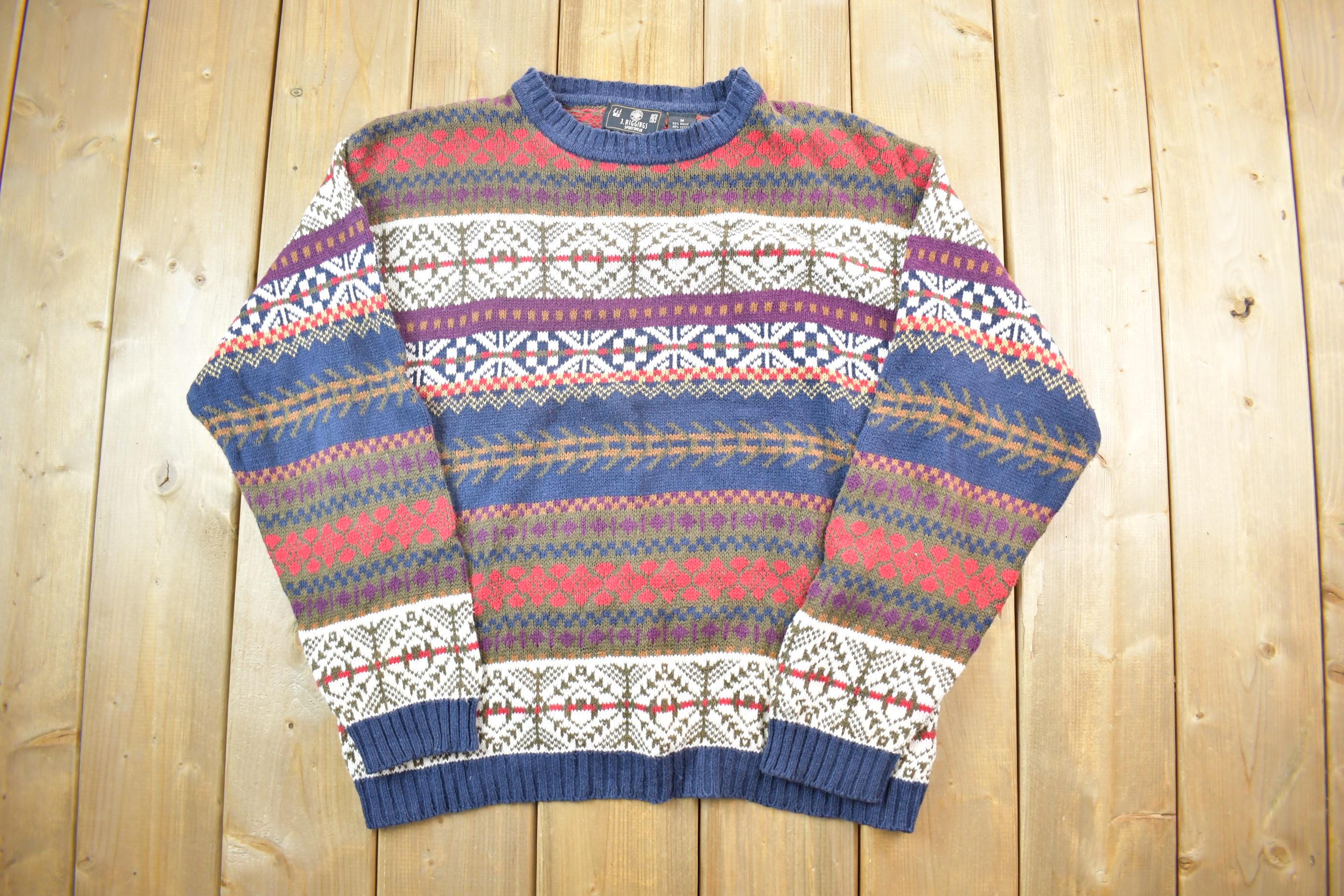 Vintage 1990s J Riggins Sportswear Knit Crewneck Sweater / 90s 