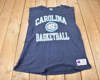 Vintage 1990s Champion North Carolina Basketball University Collegiate Graphic Tank Top Made In USA