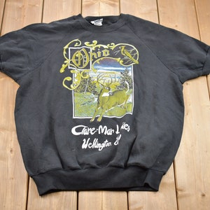 Vintage 1980s Clare Mar Lakes Ohio Deer Short Sleeve Crewneck Sweatshirt / 80s Crewneck / Souvenir / Athleisure / Travel And Tourism