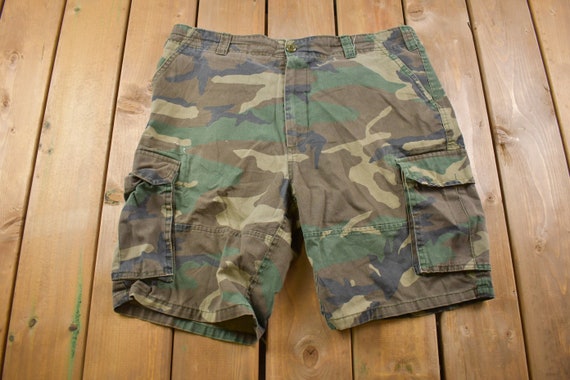 Indicator Cargo Shorts. 14 Inseam. Vintage Camouflage.