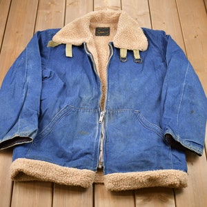Vintage 1970s Denim Jean Sherpa Lined Full Zip Jacket / Vintage Denim / Streetwear / Vintage Fall Outerwear / Fall Jacket / Denim Jacket