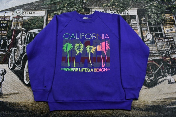 Vintage California Beach 90s Raglan Crewneck / Nat