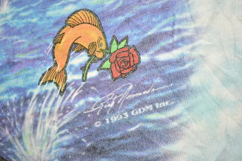 Vintage 1993 Grateful Dead Ship Of Fools All Over Print Pirate T-shirt / Band Tee Music Promo / Tie Dye / Single Stitch / Liquid Blue image 4