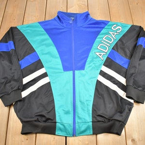 Vintage 1980s Adidas Color-Block Sweater / Sportswear / Windbreaker / 80s Adidas / Embroidered