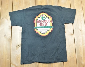 Vintage 1990s Firehouse Red Premium Red Ale Graphic T-Shirt / Vintage T Shirt / Streetwear / Graphic Tee / Single Stitch / Made In USA