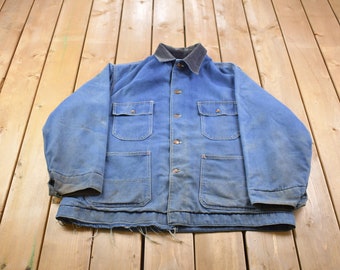 Chaqueta vaquera con cuello estilo Big Mac, fabricada en EE. UU., de los años 90 / Ropa de trabajo / Moda urbana / Estilo retro / Chaqueta con botones y forro de manta