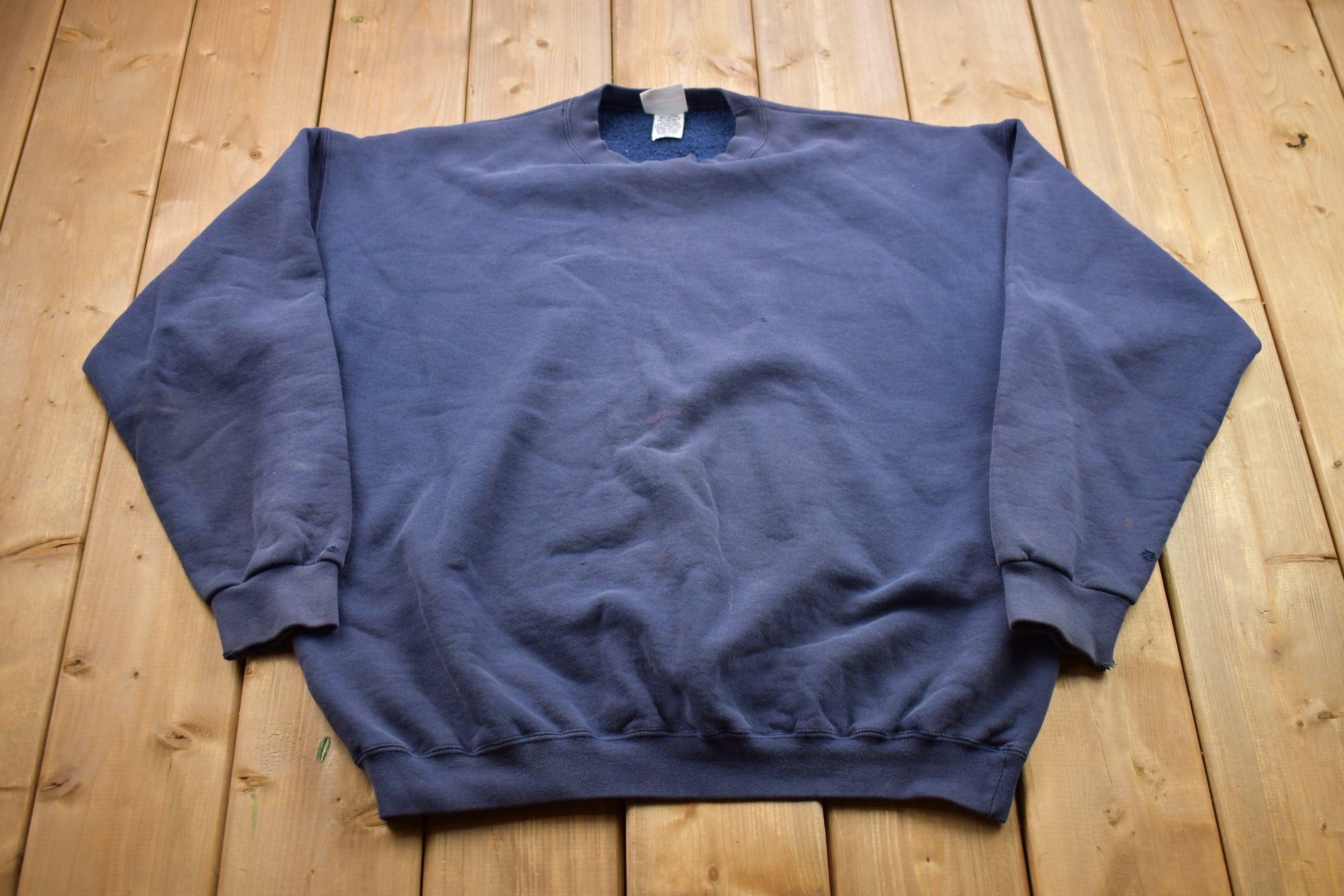 Vintage 1990s Blank Navy Blue Pluma Crewneck Sweatshirt / 90s 