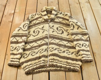 Vintage 1950s Hand-knit Duck Hunting Cowichan Sweater / Wool
