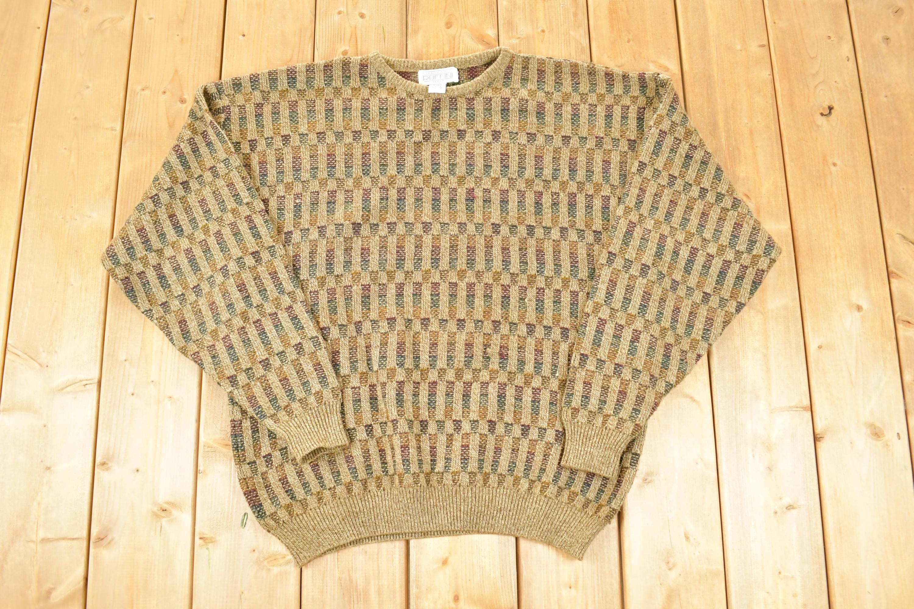 GIANFRANCO RUFFINI イタリア製 アートニット 90s 総柄 Vintage 1990s Gianfranco Ruffini Italy Knit Crewneck Sweater Men's