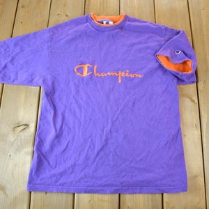 Vintage 1990s Champion Double Layer Embroidered Logo T-Shirt / 90s / Streetwear / Heavy Weight / Vintage Champion / Made In USA / M