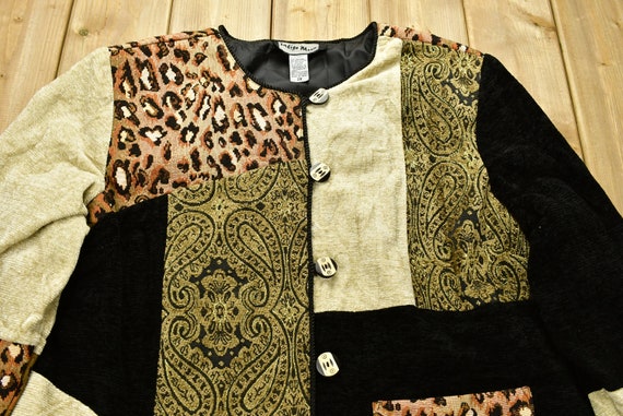 Vintage 1990s Patchwork Button Up Abstract Graphi… - image 3
