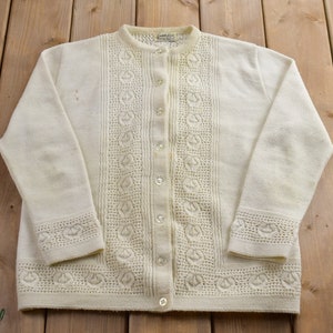 Vintage 1980s Knitted Cardigan Sweater / Vintage Cardigan / Button Up / Abstract Pattern / 80s