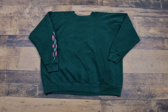 Vintage 1980s Abstract Raglan Crewneck Sweater / … - image 2