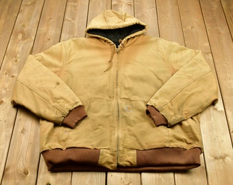 Vintage 1990s Hooded Carhartt Workwear Jacket / Streetwear / Distressed Carhartt / Made In The USA / Streetwear / Workwear