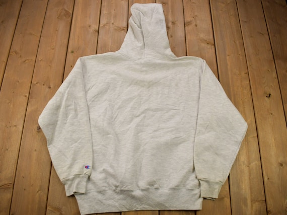 Vintage 1990s Champion Small Logo Grey Hoodie / V… - image 2