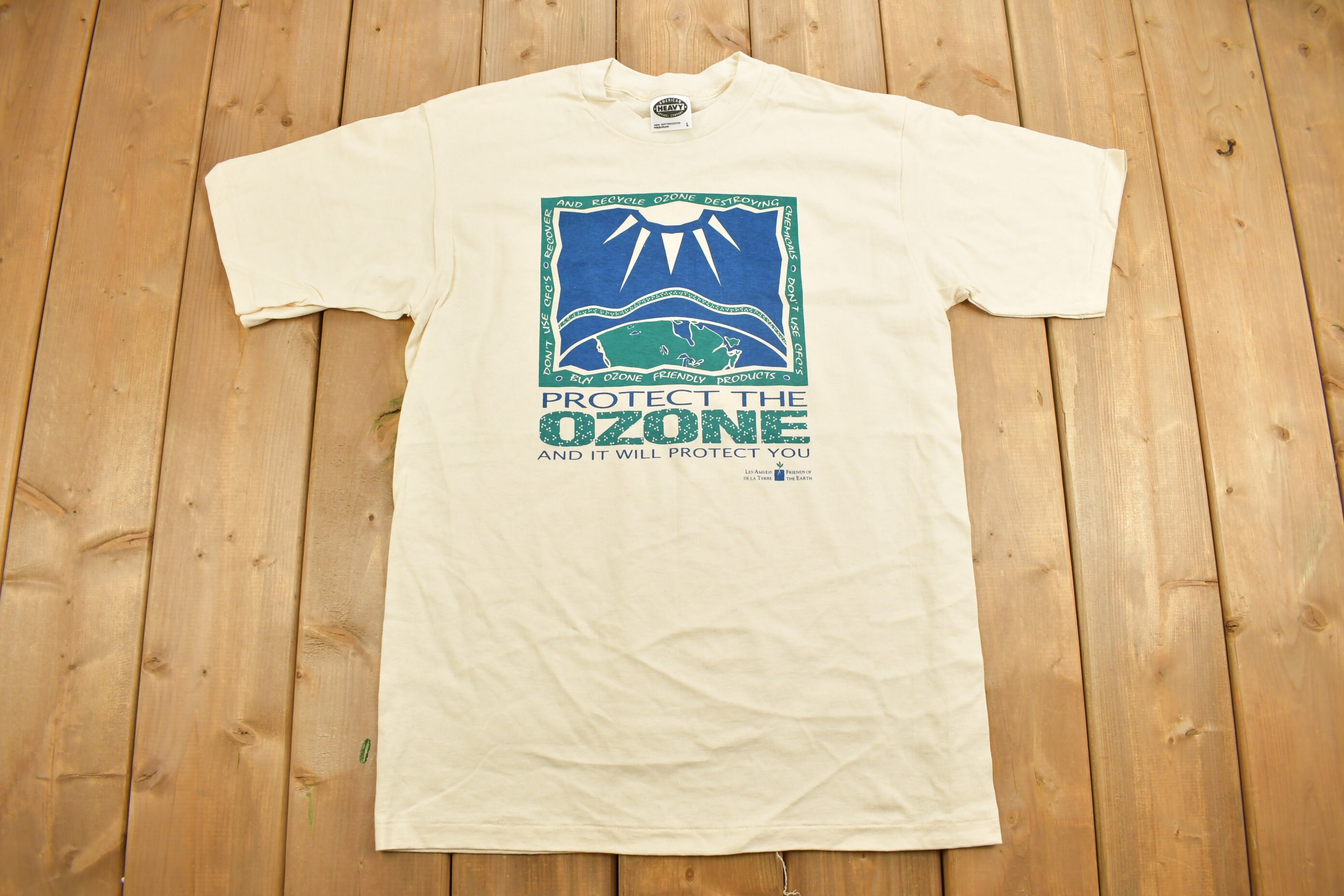 Vintage 1990s Protect the Ozone Graphic T-shirt / Climate Change 