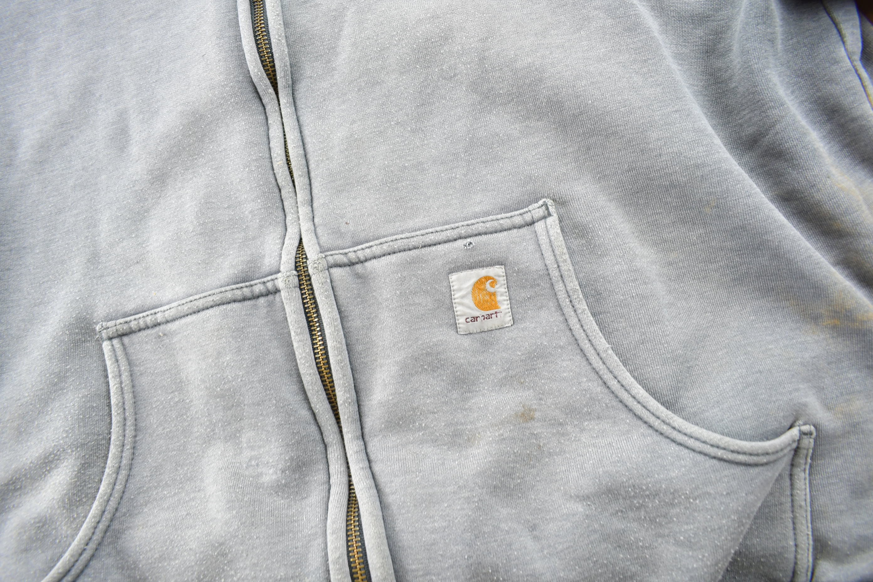 トップス 90s vintage Carhartt Fade Zip Hoodie us Vintage Carhartt Sun Faded Hoodie Full Zip XL Thermal Lined