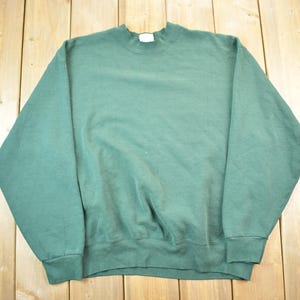 Vintage 1990s Pro Spirit Select Sweat Green Blank Crewneck Sweatshirt / 90s Crewneck / Made In USA / Streetwear / Embroidered