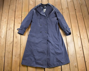 Vintage 1980s United States Air Force Navy Blue Trench Coat / Heavy Trench / Full Length Jacket / Streetwear / Removable Liner