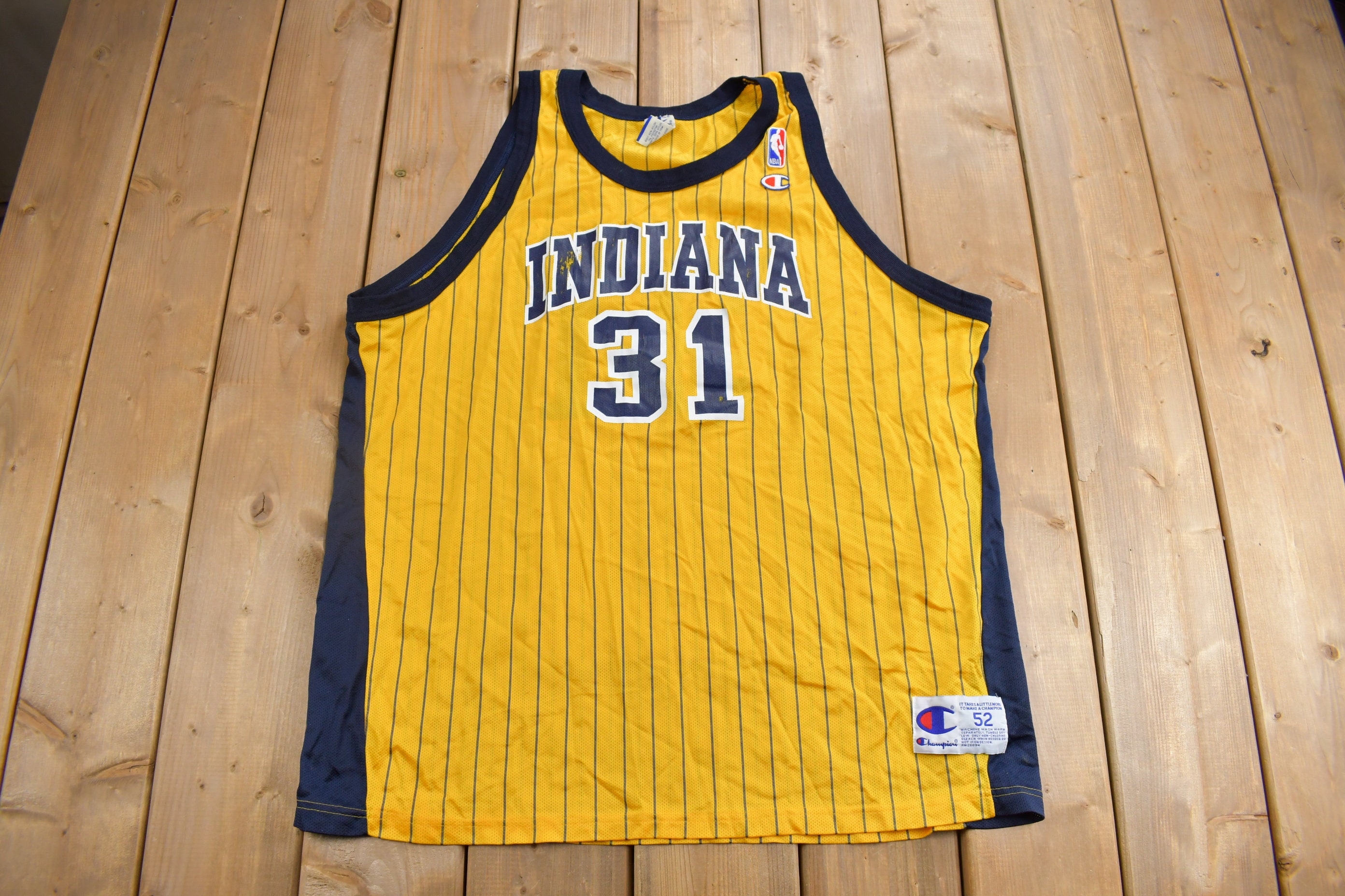 VTG Champion Rik Smit Indiana Pacers Striped NBA Jersey #45 Mens Medium Sz  40