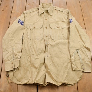 Vintage 1980s US Army Military Air Force Jacket / Button Up Jacket / US Army Tan / Vintage Army / Streetwear Fashion / Army Jacket