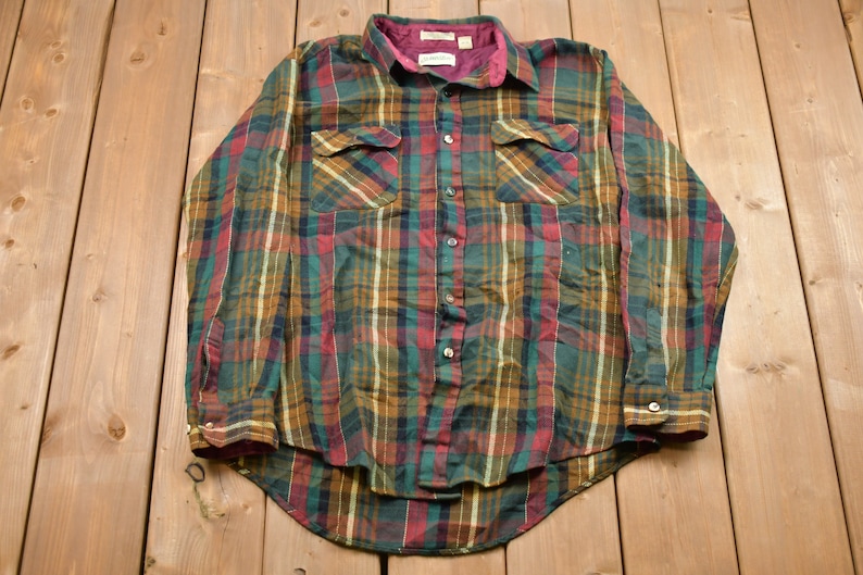 Vintage 1990s St. Johns Max 51% OFF Bay Lined Flannel 1990 Button Shirt Up Regular dealer