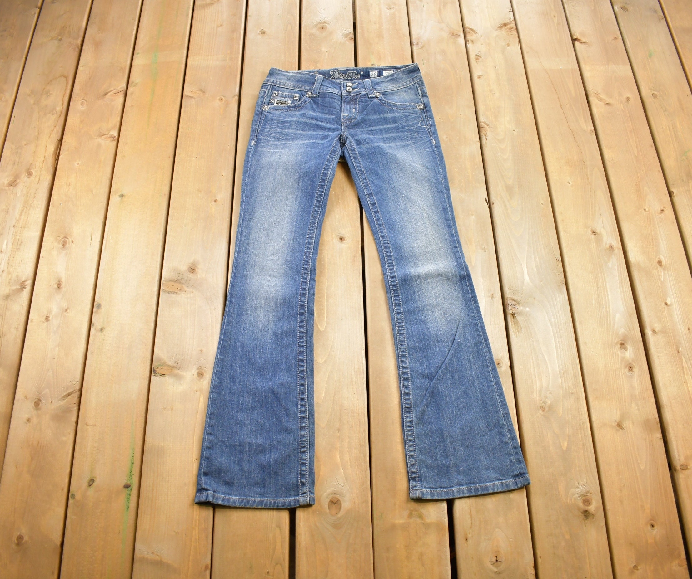 Vintage Y2K Miss Me Bedazzled Low Rise Jeans Size 26x30 / Boot Cut