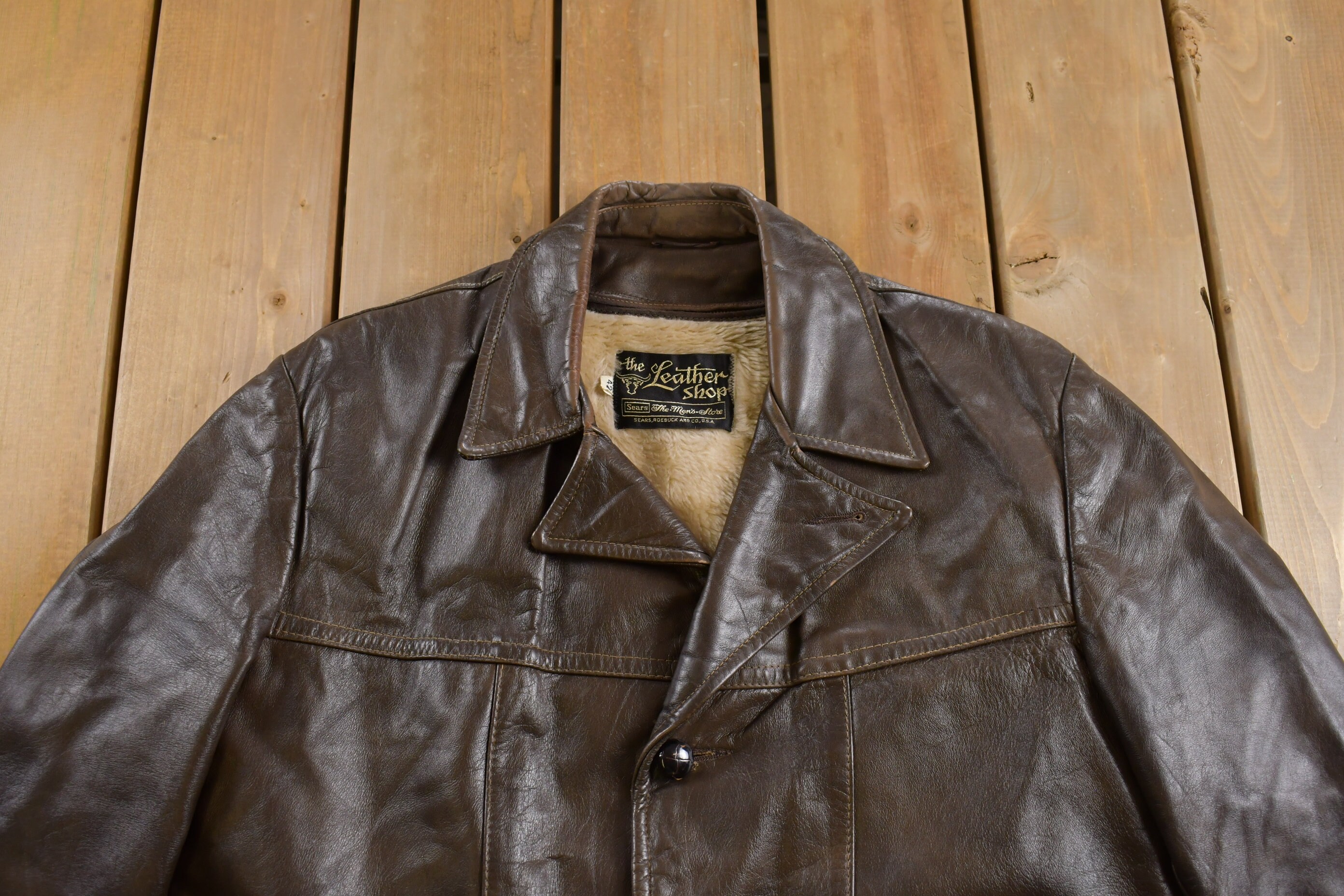 Vintage 1970s Sears the Mens Store Fur Lined Leather Jacket Vintage 1970s Sears the Mens Store Fur Lined Leather Jacket
