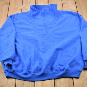 Vintage 1980s blue Quarter Zip Fleece Sweater / Sportswear / 90s Sweater / Streetwear / Athleisure / Hiking / 90s Pullover Fleece