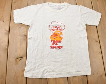 Vintage 1970s Jolly Miller Orange Graphic T Shirt / Vintage T Shirt / True vintage / Graphic Tee / Single Stitch / Made In Brazil