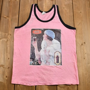Vintage 1980s Coca-Cola Antique Ad Graphic Tank Top / 80s Streetwear / Retro Style / Promo Tee / Vintage Athleisure
