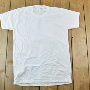 Vintage 1980s Brightline Blank White Single Stitch T-Shirt  / 90s Vintage Souvenir Tee / Rare Vacation Tee / Summer Shirt Made In USA