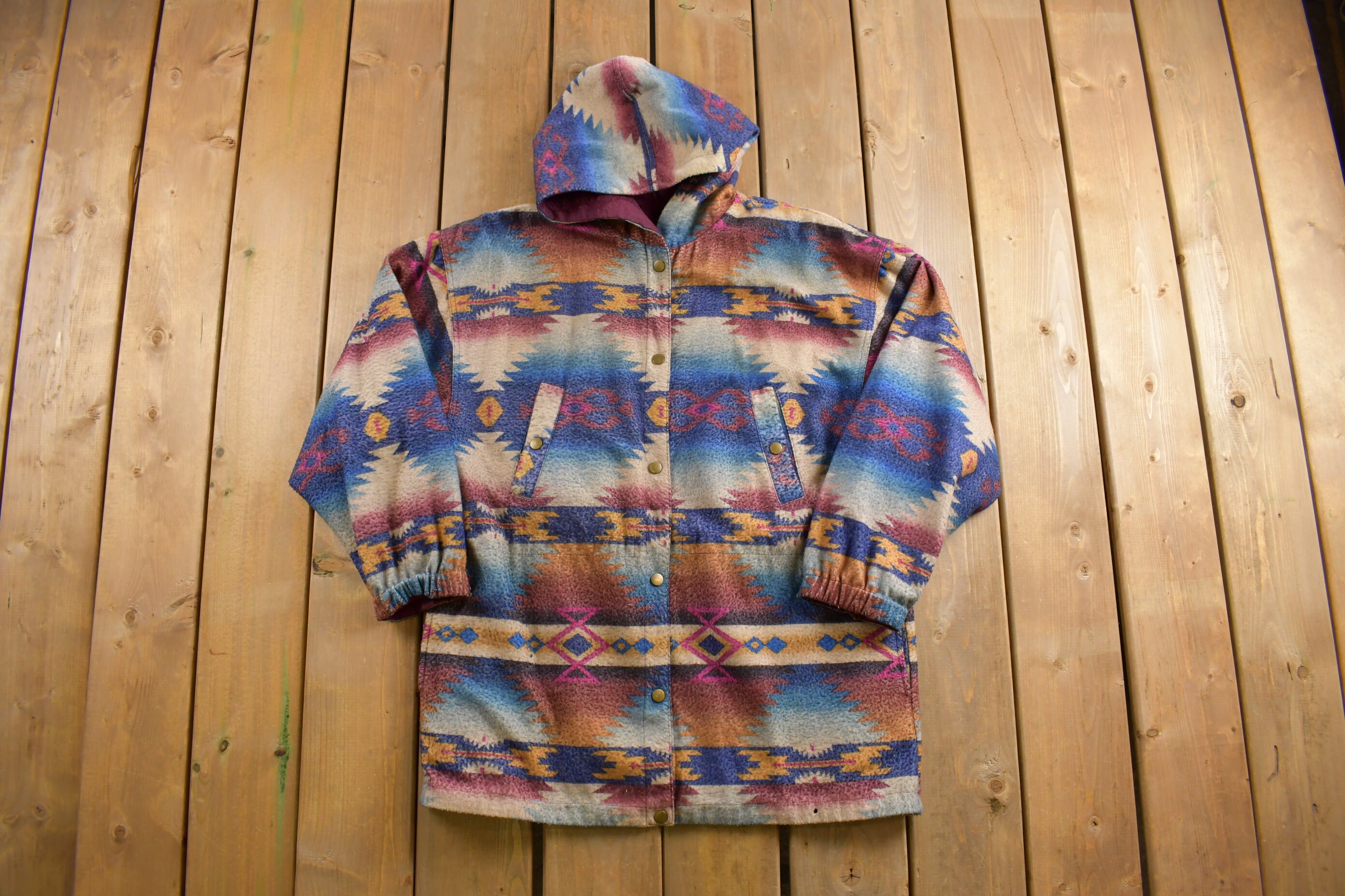 Vintage 1990s Reversible Fleece Jacket / Aztec / Color Block Vintage 1990s Reversible Fleece Jacket / Aztec / Color Block