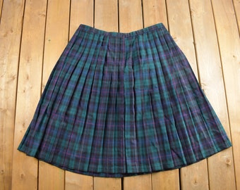 Vintage 1980s Alfred Dunner Tartan Plaid Skirt Size 38 x 29 / 80s Pleated Skirt / Vintage Skirt / Made In USA / Pleats