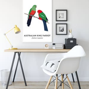 King Parrot art, printable bird print, animal print, bird art, Australian native, Australian wildlife, nursery prints, nursery wall art image 3