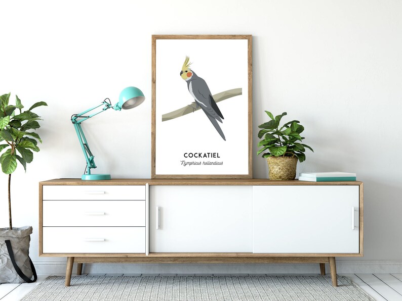 Cockatiel print, printable bird print, animal print, Australian native wall art, Australian wildlife art, nursery prints, nursery art image 6