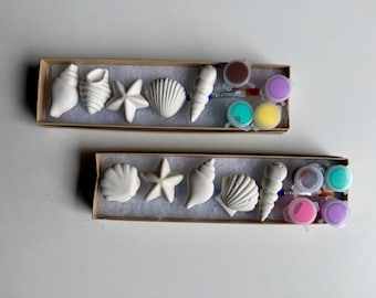 DIY Plaster Paint Kit, Sea Shells Art Project, Birthday Activity, Party Favor, Gift