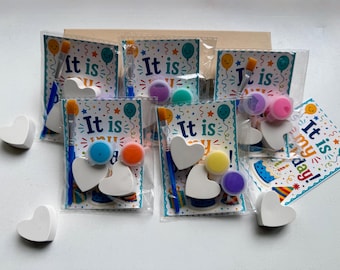 DIY Plaster Heart Paint Kit, Birthday Party Favor Activity, Kids Craft Set