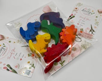 Dinosaur Shaped Crayons, Rainbow Party Favor, Kids Crafts Bag