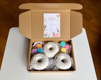 DIY Plaster Donut Paint Kit, Kids Craft Activity, Birthday Party Craft